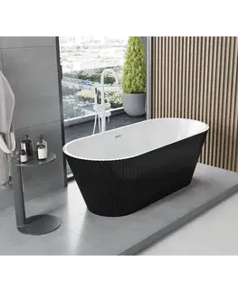 Vane MEXEN/S - Yara voľne stojaca vaňa reliéf 170 x 75, biela/čierna, sifón a prepad biela 52861707575-20