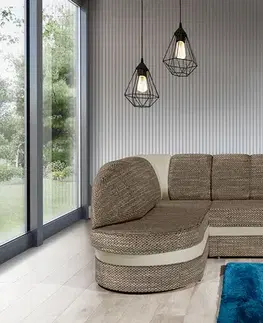 Sedacie súpravy NABBI Belluno L rohová sedačka s rozkladom a úložným priestorom cappuccino / béžová
