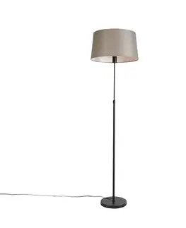 Stojace lampy Stojacia lampa čierna s tienidlom z ľanového plátna taupe 45 cm nastaviteľná - Parte