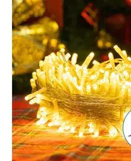 LED osvetlenie  B.V.  - LED vonkajší vianočný svetelný reťaz 150xLED/8 režimov 18m IP44 teplá biela B103031PP