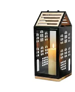 Taburetky Estilo Home Dekoratívna lucerna HOME 34,5 cm čierna/béžová 5905623254586
