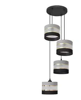 Svietidlá  Luster na lanku HELEN 4xE27/15W/230V čierna/šedá/zlatá W-KD 0801/4 BK-B +GR+GO+MAT+BK