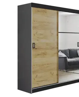 Spálňové šatníkové skrine Skriňa Retro 138 5L grafit/ Dvierka craft