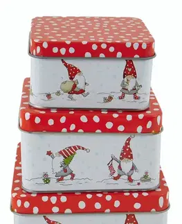 Vianočné dekorácie MAKRO - Dóza vianočná stvorcova 3ks, 12x7cm, 11x6,5cm, 9,5x5cm