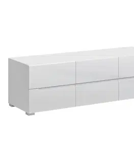 TV stolíky KONDELA Jolk 6S/140 tv stolík biela / biely lesk