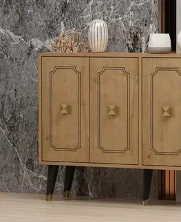 Komody Konzolový stolík Roland - Sapphire Oak, Gold