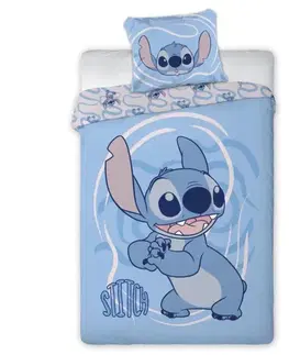 Detské obliečky Obliečky Disney Lilo and Stitch modré do postieľky 135x100cm+40x60cm Faro Tiahome