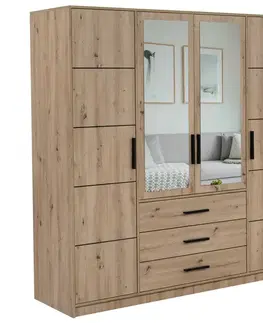 Šatníkové skrine Skriňa Kos D4 dub artisan/zrkadlo