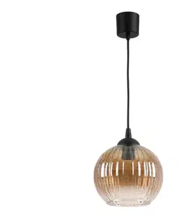 Svietidlá BRILAGI - LED závesné svietidlo na lanku R GLASS 1xE27/60W/230V priemer 18 cm čierna/dýmovo-hnedá NSTK7482+TK6439A