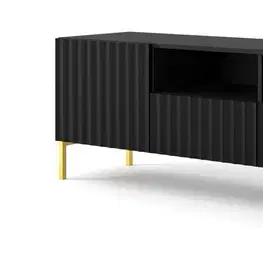 TV stolíky ArtBm Tv stolík WAVE 200 | 2D2S Prevedenie: Biely mat / zlaté nohy