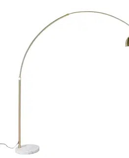 Oblúkové lampy Mosadzná oblúková lampa s nastaviteľnou podstavou z bieleho mramoru - XXL