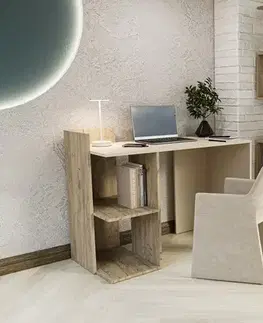 Písacie stoly IDON písací stolík, satén /  dub Kraft