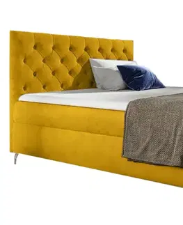 Postele KONDELA Guliette 200 boxspringová manželská posteľ žltá (Velvet)