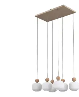 Svietidlá  Závesný luster na lanku BALLO 6xE14/10W/230V béžová 11052