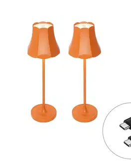 Lampy Sada 2 retro stolových lamp oranžových nabíjateľných IP44 - Granny