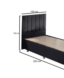 Postele Rám jednolôžkovej postele s čelom Ela Single - Black (100 x 200)