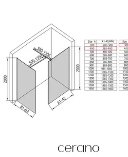 Sprchovacie kúty CERANO - Sprchová zástěna Walk-in Onyx T L/P - 8 mm - hranatá vzpěra - zlatá, grafitové sklo - 40x30x200  CER-8050BD72248