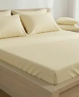 Plachty Kvalitex Saténové prestieradlo s gumou smotanová, 90 x 200 cm