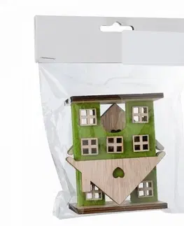 Ostatné vianočné dekorácie Kinekus Dekorácia domček 9x4x9,5cm sada 2ks flis zelený
