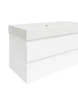 Kúpeľňový nábytok Kúpeľňová skrinka s umývadlom SAT B-Way 99x50x45 cm biela lesklá BWAY2100WU2BI BWAY2100WU2BI