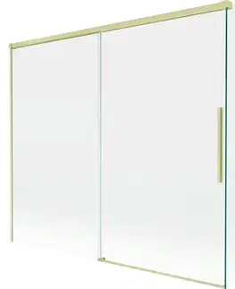 Sprchové dvere MEXEN/S - Rox vaňová zástena 2-krídlová posuvná 180 + 90 x 150, transparent, zlatá kartáčovaná 8C9-180-090-55-00