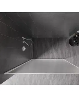 Sprchové dvere MEXEN/S - Kioto-F Sprchová zástena WALK-IN s rámom 90 x 202, dekor 8 mm, biela 800-090-104-20-30