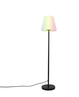Vonkajšie stojanové svietidlá Inteligentná stojaca lampa čierna s bielym tienidlom 35 cm IP65 vrátane WiFi A60 - Virginia