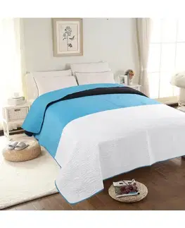 Prehozy na posteľ Prikrývka na posteľ Velvet 01 200x220 modrá/biely