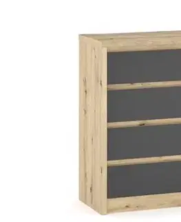 Komody a skrinky DOMICA 4-šuplíková komoda, artisan/sivá