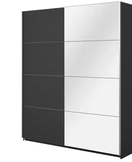 Šatníkové skrine Skriňa 200cm Beta 57  Čierna/Zrkadla