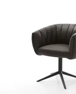 Jedálenské stoličky DELIFE Jedálenská stolička Jada-Flex mikrovlákno antracitová vintage čierna krížová podstava 360° otočná hojdacia funkcia vrecková pružina