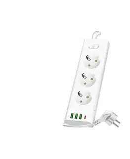 Predlžovacie káble  Rozbočovacia zásuvka s vypínačom LINEA PRO 3x230V + 3xUSB-A + 1xUSB-C SCHUKO 3 m biela 004206