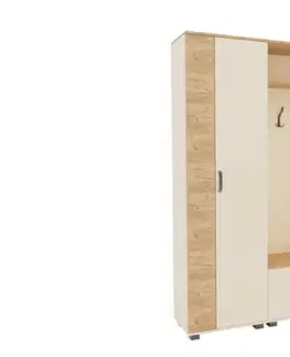Predsieňové zostavy MIRAI predsieňová stena so zrkadlom, Satin / Oak Artisan