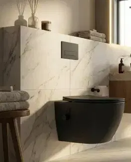 Záchody WC s bidetom závesné SAT Fusion čierna mat zadný odpad SATFUS11BFCBKM SATFUS11BFCBKM