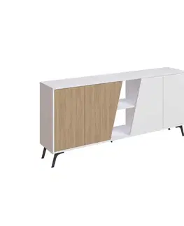 Komody a skrinky Štýlová komoda LIVIA 180, biely / dub