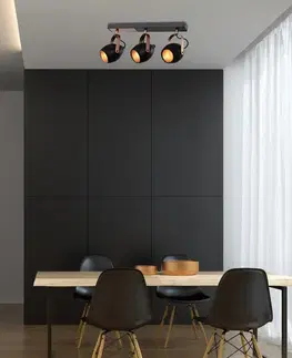 Bodové svetlá Čierno-medená nastaviteľná bodová lampa E14 3x40W Anica