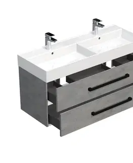 Kúpeľňový nábytok Kúpeľňová skrinka s čiernou úchytkou a umývadlom SAT Cube Way 120x53x46 cm betón mat CUBE46C1202BESAT CUBE46C1202BESAT