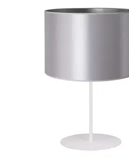 Lampy  - Stolná lampa CANNES 1xE14/15W/230V pr. 20 cm strieborná/biela 603010