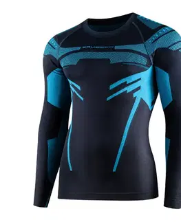 Dámske spodky Pánske funkčné tričko Brubeck Dry s dlhým rukávom Graphite/Blue - M