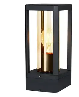 Stojacie lampy Záhradná lampa CISSUS – čierna kovová stojaca lampa E27 IP54 – moderné vonkajšie osvetlenie