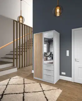Šatníkové skrine INDI LUX  2D satnikova skrina, biela so zrkadlom