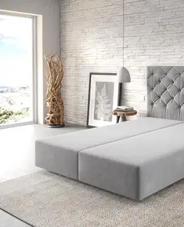 Rámy postelí DELIFE Boxspring posteľ Dream-Great 140x200 cm mikrovlákno sivá