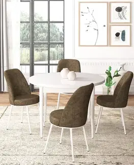Jedálenské sety Dining Table & Chairs Set (5 Pieces) Tor - White, Brown