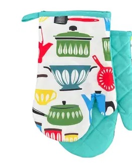 Chňapky MAKRO - Chňapka s magnetom Kitchen II. 2ks, tyrkysová hrnce