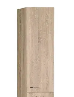 Kúpeľňový nábytok AQUALINE - ZOJA/KERAMIA FRESH skrinka vysoká s košom 35x184x29cm, ľavá, dub platin 51232