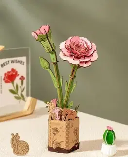 3D puzzle 3D Creative Drevené 3D puzzle Ružový karafiát
