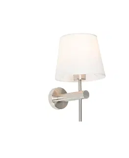 Nástenné osvetlenie Moderná nástenná lampa biela s oceľou - Pluk