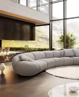 Veľké pohovky DELIFE Veľká pohovka Lunna 470x210 cm štruktúrovaná látka mäkká sivá 3 vankúše