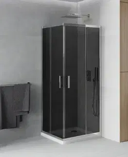Vane MEXEN/S - Rio Sprchovací kút štvorcový 80x80, grafit, chróm + vanička so sifónom 860-080-080-01-40-4010