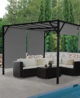 Záhradné pergoly Pergola so sťahovacou strechou 3x3 m Dekorhome